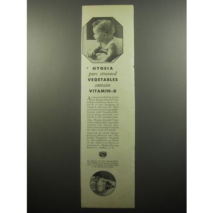1932 Hygeia Strained Vegetables Advertisement