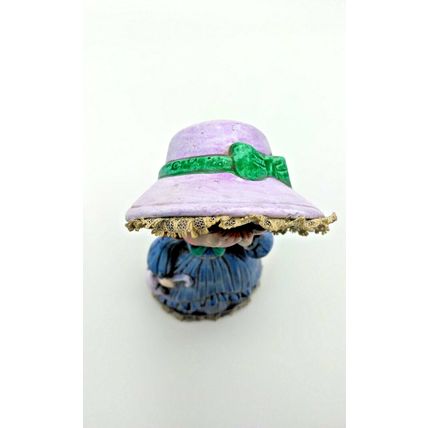 Vintage Coin Bank Girl Purple Bonnet Hand Painted Figurine includes stopper plug