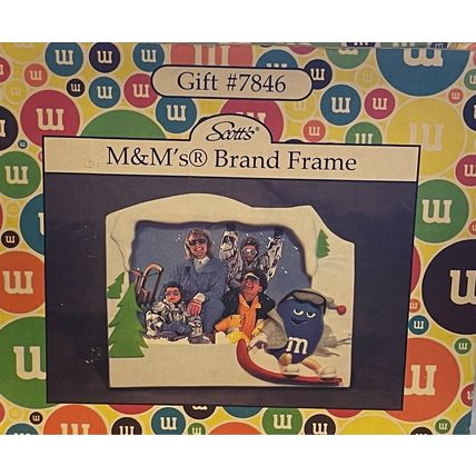 Scott's 2005 M&M's Brand Photo Picture Frame Gift #7846 Winter Holiday Ski Scene