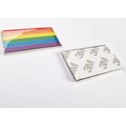 2x LGBTQ+ LGBT Gay Pride Rainbow Flag Chrome Metal Badges Emblem