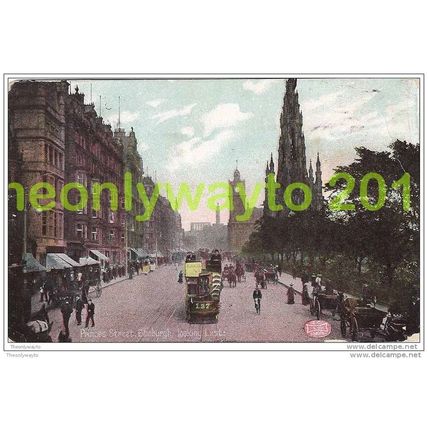 PRINCES STREET, EDINBURGH LOOKING EAST, SCOTLAND, 1906 Postcard