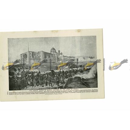 French Troops Capture Puebla, Mexico, Book Illustration (Print), 1909