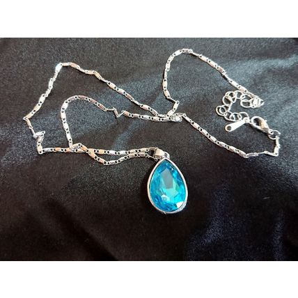 Stunning Silver Aquamarine Turquoise Blue CZ Pendant Necklace Gift Boxed
