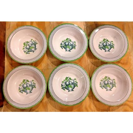 Melamine Ware 6 Pc Cereal Bowl Apple Fruit Basket Weave Villeroy & Boch Design