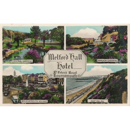 Melford Hall Hotel St Peters Head Bournemouth Old Postcard