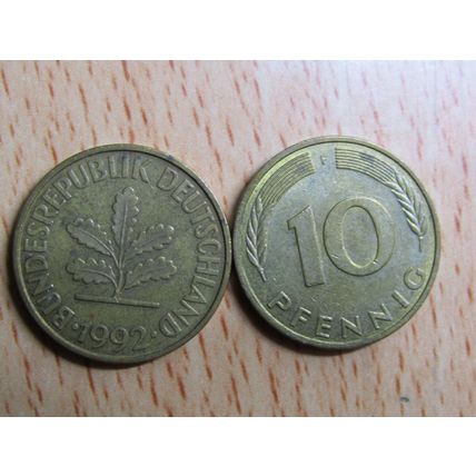 1992f 10 Pfennig Germany Coin