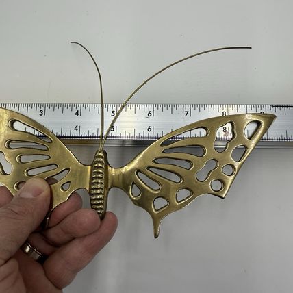 VTG Solid Brass BUTTERFLY Decor Lot (3) WALL HANGING Korea MID CENTURY