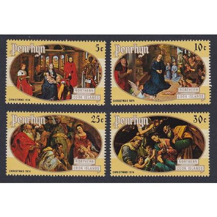 Penrhyn Christmas Adoration 4v 1974 MNH SG#72-75 Sc#66-69