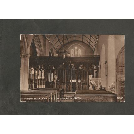 Postcard Devon Combe Martin Interior of the Church