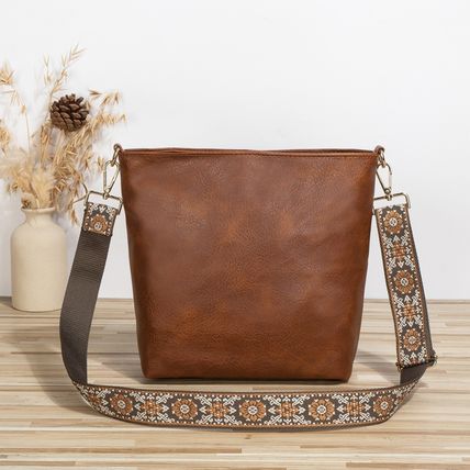 Women Shoulder Bag Vintage Crossbody Purse Handbag with Leopard Guitar Strap Hob