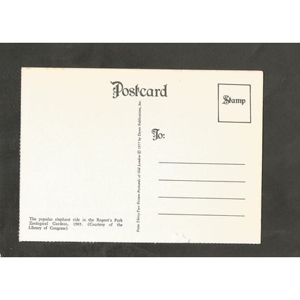 Postcard London Regents Park Elephant Riding