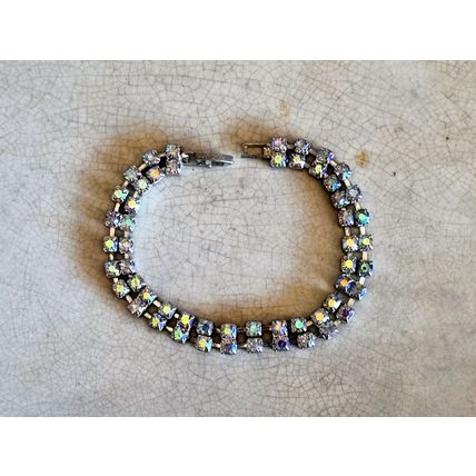 Vintage Rhinestone Bracelet, Slim Elegant Sparkly Jewellery