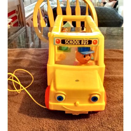Old Vintage Original Fisher Price School Bus # 192 12 1/2" Long Working 1965