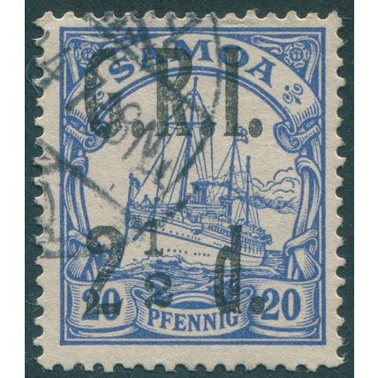 Samoa 1914 2½d on 20pf ultramarine No fraction bar SG104a used