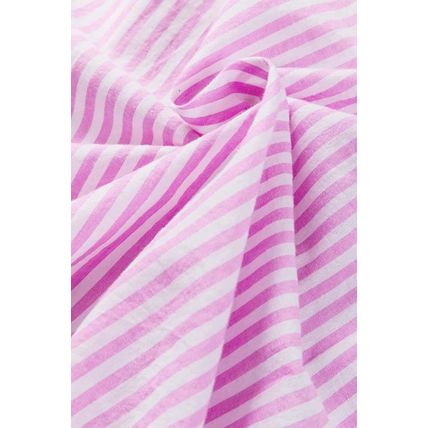 Pink Stripe Striped Patchwork Ruffled Hem Button up Shirt