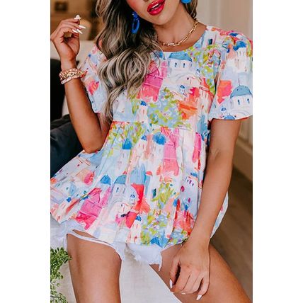 Sky Blue Parisian Avenue Babydoll Top