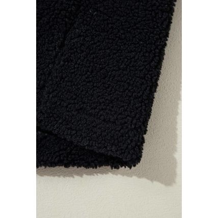 Black Sherpa Stand Collar Jacket Vest