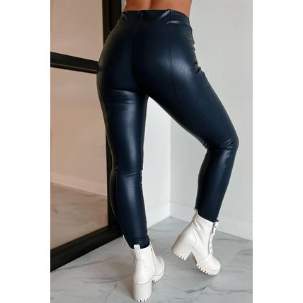 Black Faux Leather Seamed Leg High Waist Leggings