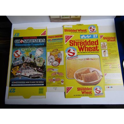 Nabisco 1984 Shredded Wheat Ghostbusters Cereal Box & 7 Waterslide Transfers
