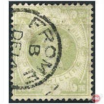 1887 SG211 1s Green Good+ Used FROME CDS Cancel