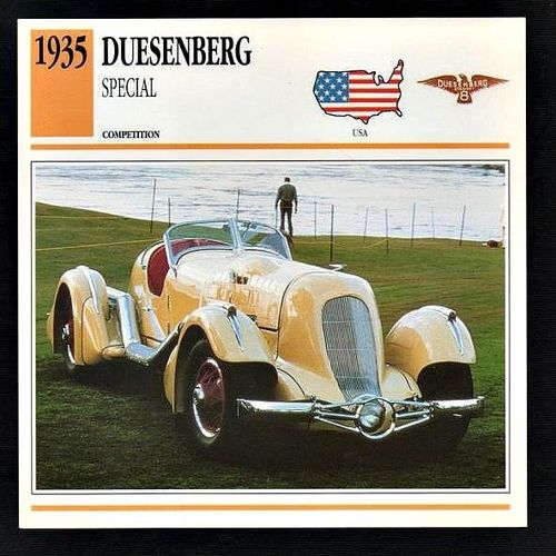 1935 Duesenberg Special Classic Car Photograph and Information Maxi Card