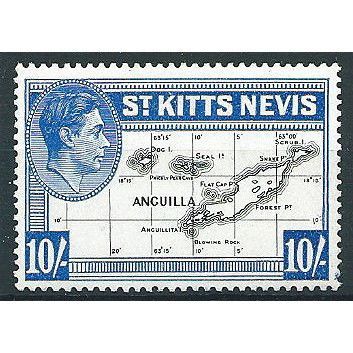 St Kitts-Nevis 1948 SG77e 10/- Black & Ultramarine Mounted Mint ....