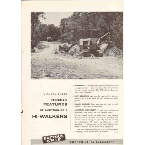 bucyrus-erie company 1959 hi-walkers bonus features tractor vintage ad