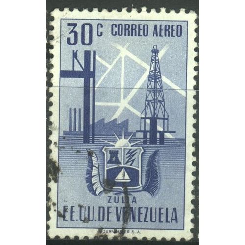 Venezuela 1951 - SG964 - 30c blue - Arms issue - State of Zulia - used