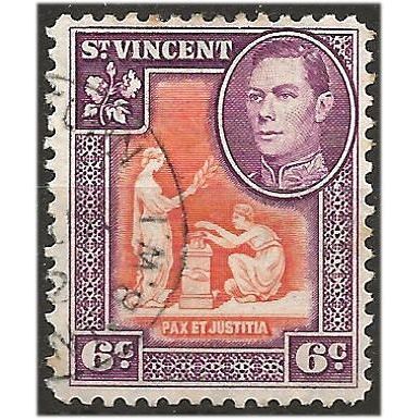 St Vincent 1949 SG169 6c Orange & Purple Fine Used . .. .