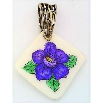 Scrimshaw Flower Pendant 8