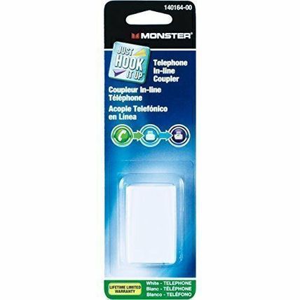 Monster Cable In-Line Coupler Modular 4 Conductor White Carded