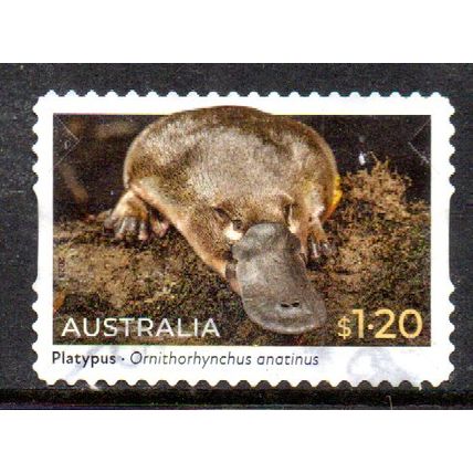 AUSTRALIA: 2023 NATIVE ANIMALS, $1.20 PLATYPUS USED SELF-ADHESIVE STAMP. 048/049