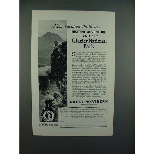 1927 Great Northern Railroad Ad - Vacation Thrills