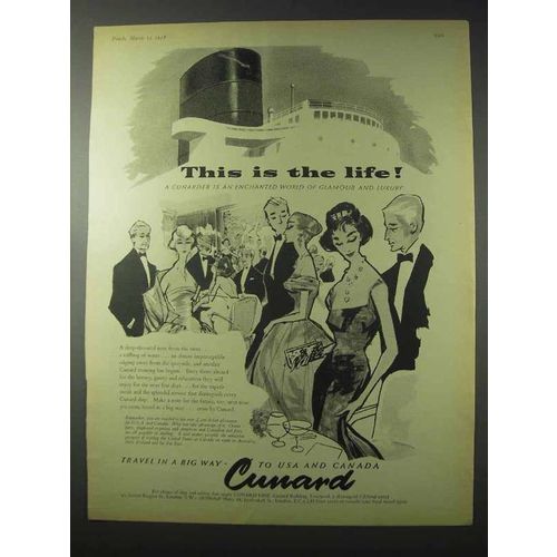 1958 Cunard Cruise Ad - This is The Life