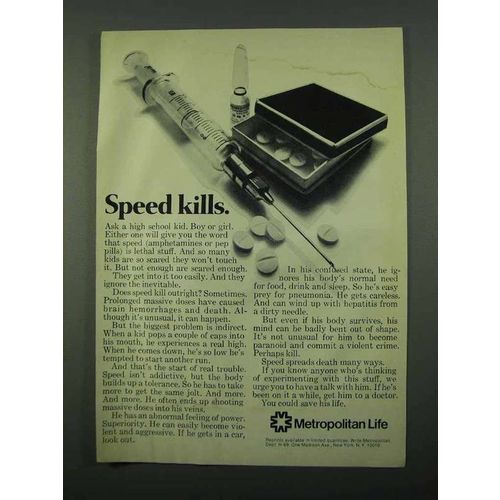 1969 Metropolitan Life Insurance Ad - Speed Kills