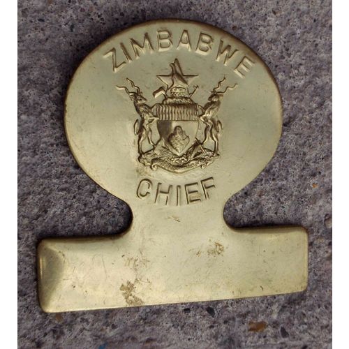 Vintage Zimbabwe former Rhodesia Chiefs Large Brass Plaque Pin Badge Original