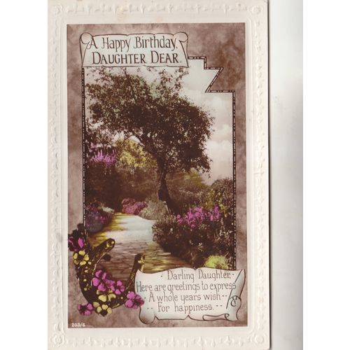 Vintage Colour Postcard - A Happy Birthday Daughter Dear