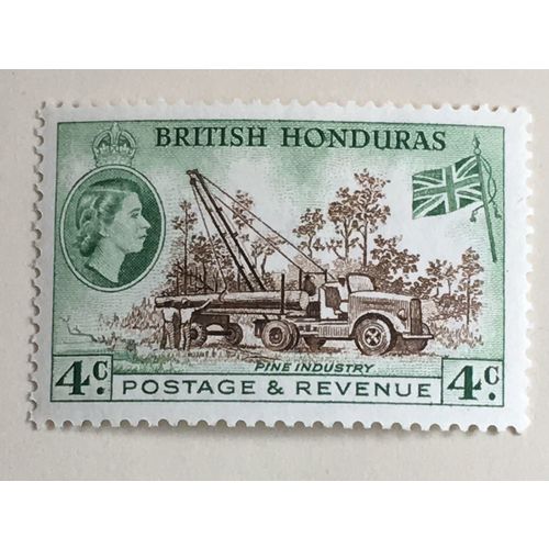 British Honduras 1953 4c Brown Green Mounted Mint MM SG 182 Sc 147 stamp Pine