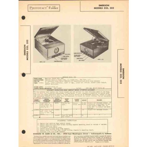 EMERSON model 525 552 AM radio phonograph Sams Photofact manual