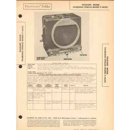 PACKARD model PA382042 AM car radio receiver Sams Photofact manual