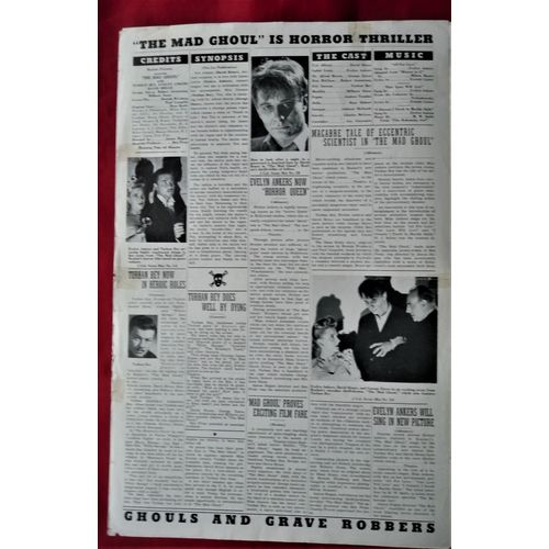 MAD GHOUL, The (1943) vintage US Pressbook ***Turhan Bey, George Zucco***