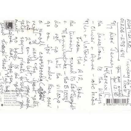 Claude Monet Etretat mer agitee Postcard used VGC