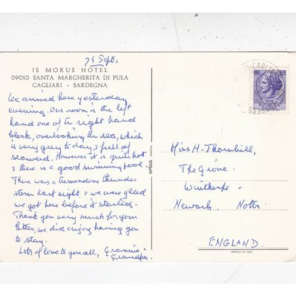 Morus Hotel Santa Margharita Di Pula Sardinia Italy Postcard posted VGC