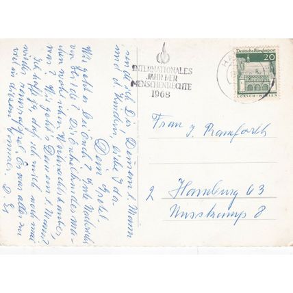 Christmas and New Year Greetings Germany Postcard posted 1968 VGC
