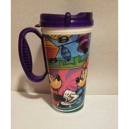 DISNEYLAND TEACUPS MICKEY, MINNIE, GOOFY DONALD DUCK TRAVEL MUG CUP W/ LID~NEW~