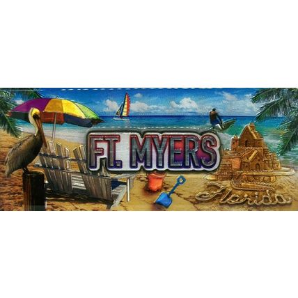 Ft. Myers Florida Foil Panoramic Fridge Magnet