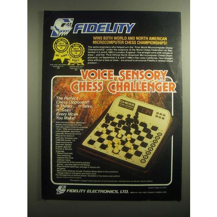 1980 Fidelity Chess Challenger Ad - Fidelity wins both world and north american