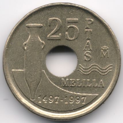 Spain : 25 Pesetas 1997 Melilla