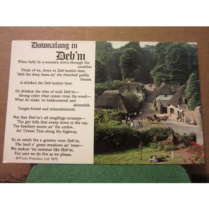 DOWNALONG IN DEB'M, DEVON POETRY, unused postcard Colourmaster =