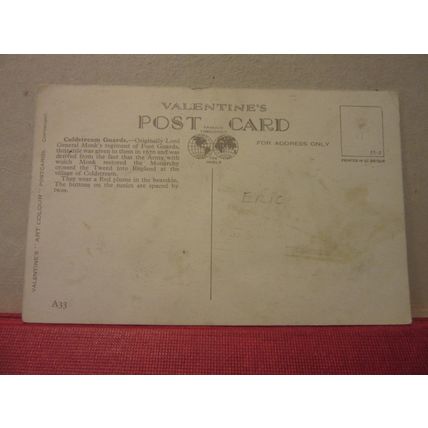 COLDSTREAM GUARDS at BUCKINGHAM PALACE, London unused postcard 1936 military /